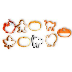 Vintage Hallmark Plastic Halloween Cookie Cutters Pumpkin Cat Turkey 80s-90s